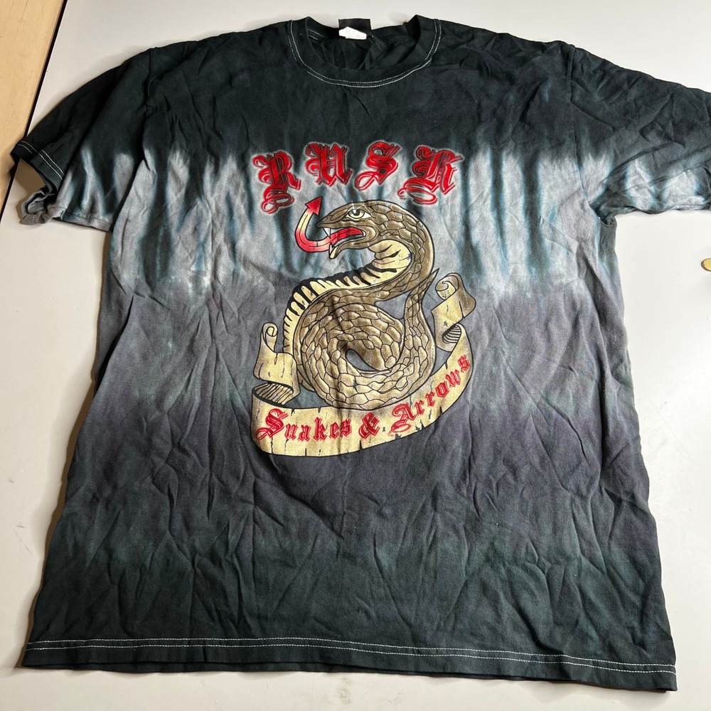 Rush Snakes & Arrows 2007 World Tour Shirt Liquid Blue Tie Dye Mens XL Black